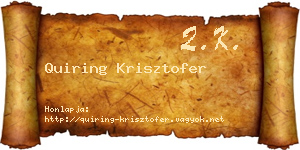 Quiring Krisztofer névjegykártya